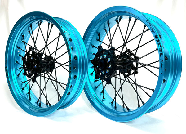 G2 ProSeries Supermoto Radsatz KTM / Husqvarna – Excel Felgen türkis, 17x3,50 / 17x5,00